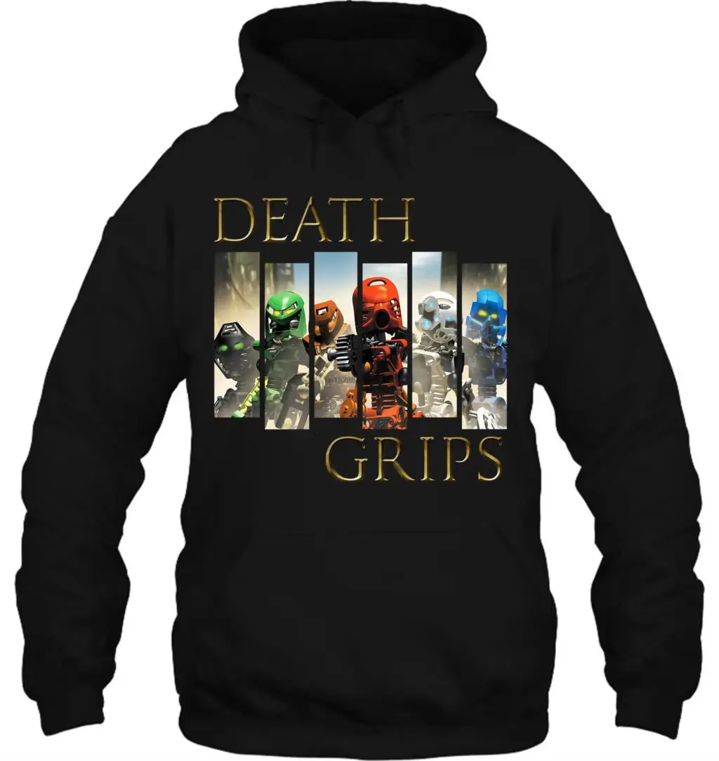 Футболка с надписью &quotDeath Grips&quot &quotBionicle Toa&quot новинка черный джемпер повседневные
