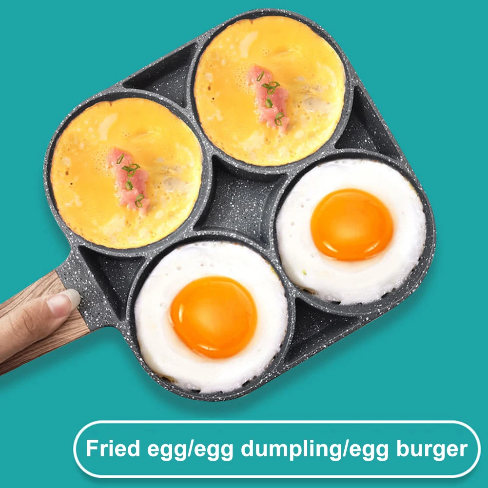 

Special four-hole omelette artifact for omelette pan, non-stick omelette pan, oil brush + silicone spatula, kitchen supplies