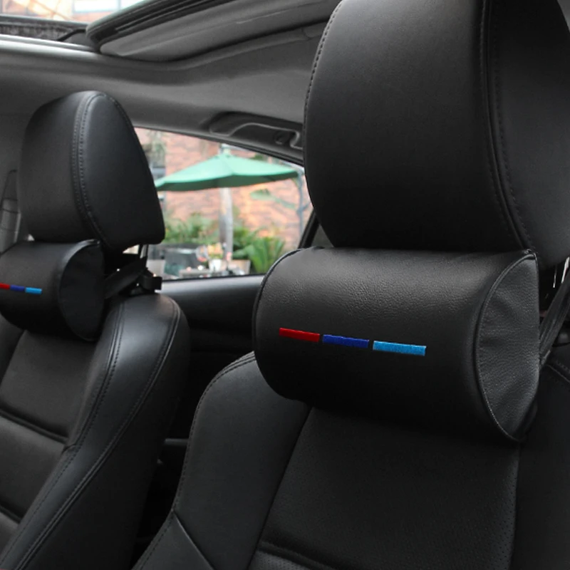 

1PC Car Styling Seat Neck Pillow Protection PU Auto Headrest Support Rest Travelling Car Headrest Neck for BMW Interior Accesori