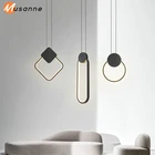 Простой светодиодный потолочный светильник, с длинным регулируемым светильник, белого и черного цвета на высоком квадратном Потолочная люстра, используется для постели Ресторан d