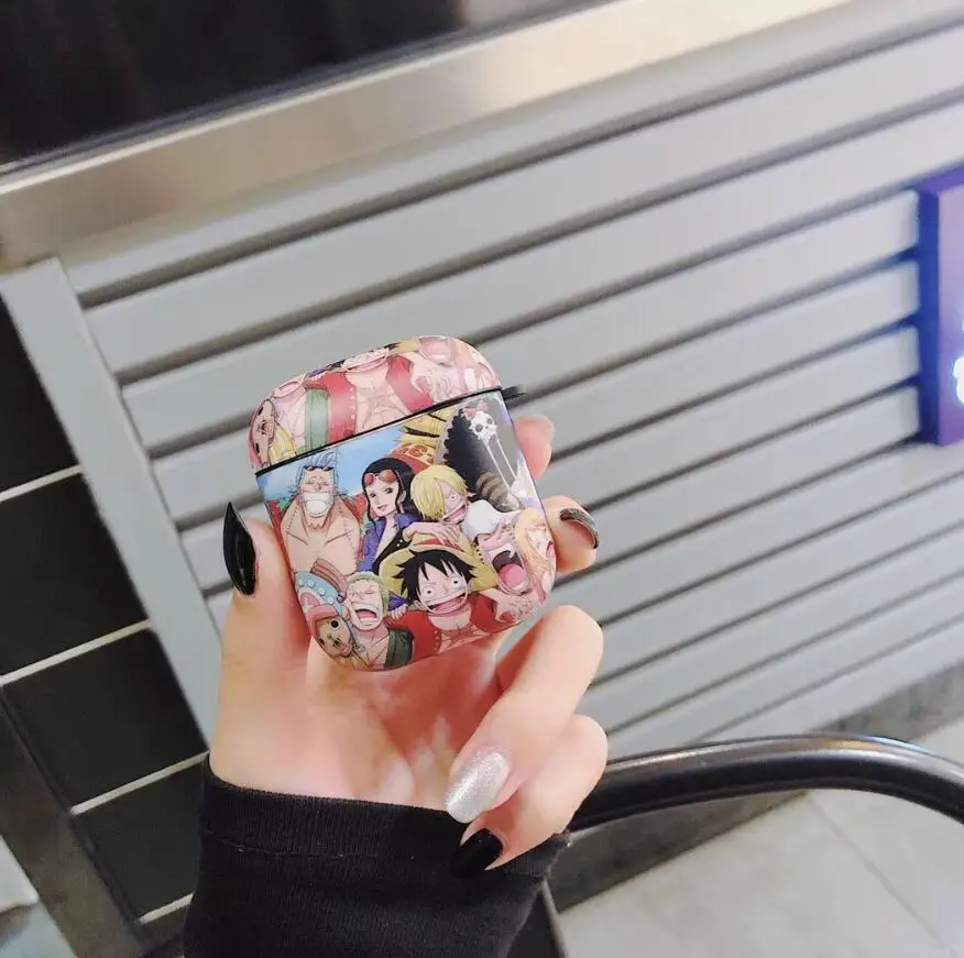 Фиолетовый Для airpods pro Чехол с милым рисунком в Одна деталь Луффи Мягкая Обложка для Apple Airpods 1/2/3 крышка беспроводного Bluetooth(голубой зуб) наушника чехол - Цвет: Фиолетовый