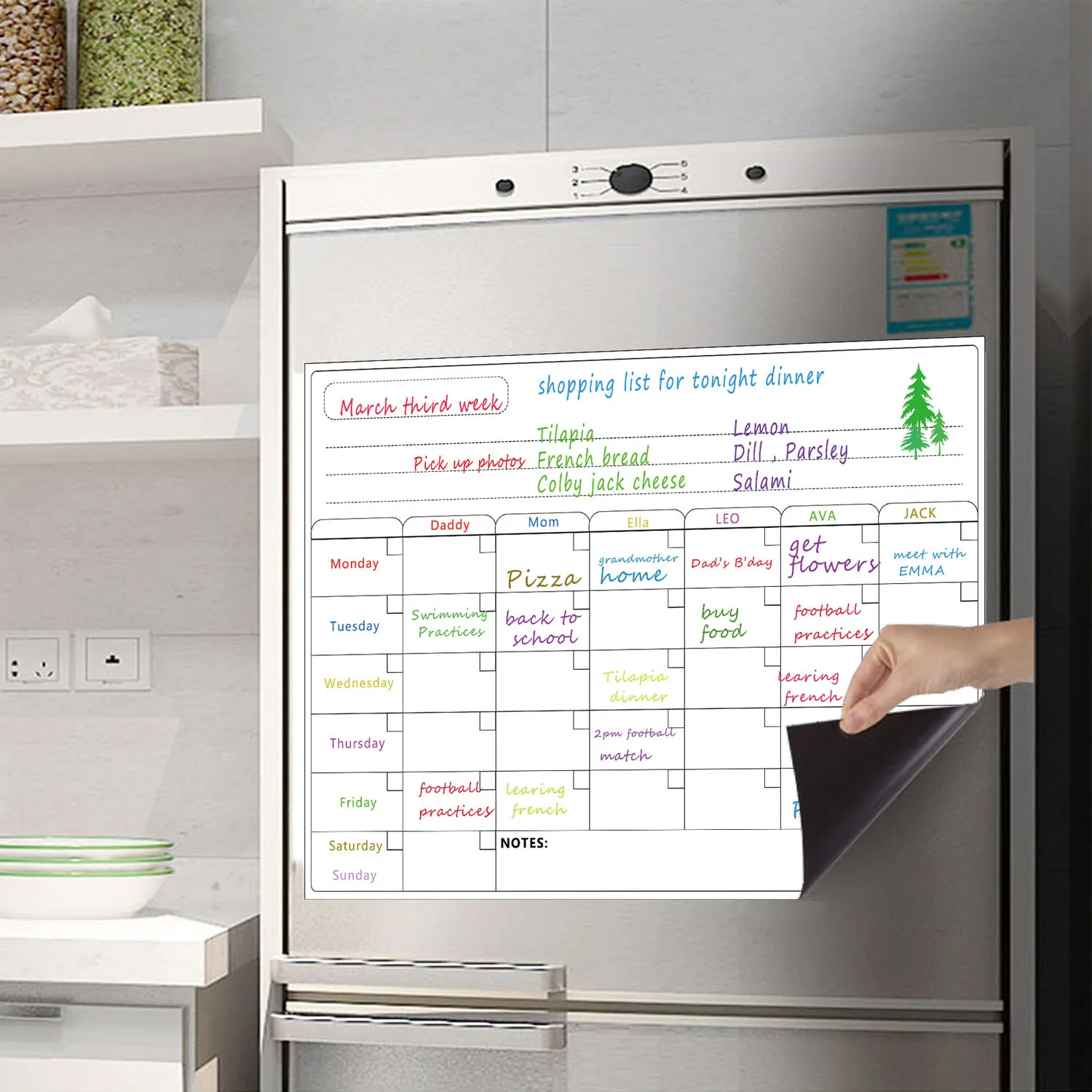 Магнитная доска для меню кухонная холодильника с 8 цветными меловыми маркерами