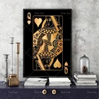 Абстрактные золотые и серебряные игральные карты, королева короля и Джек, hd печать, клубный бар, ресторан, декоративный плакат