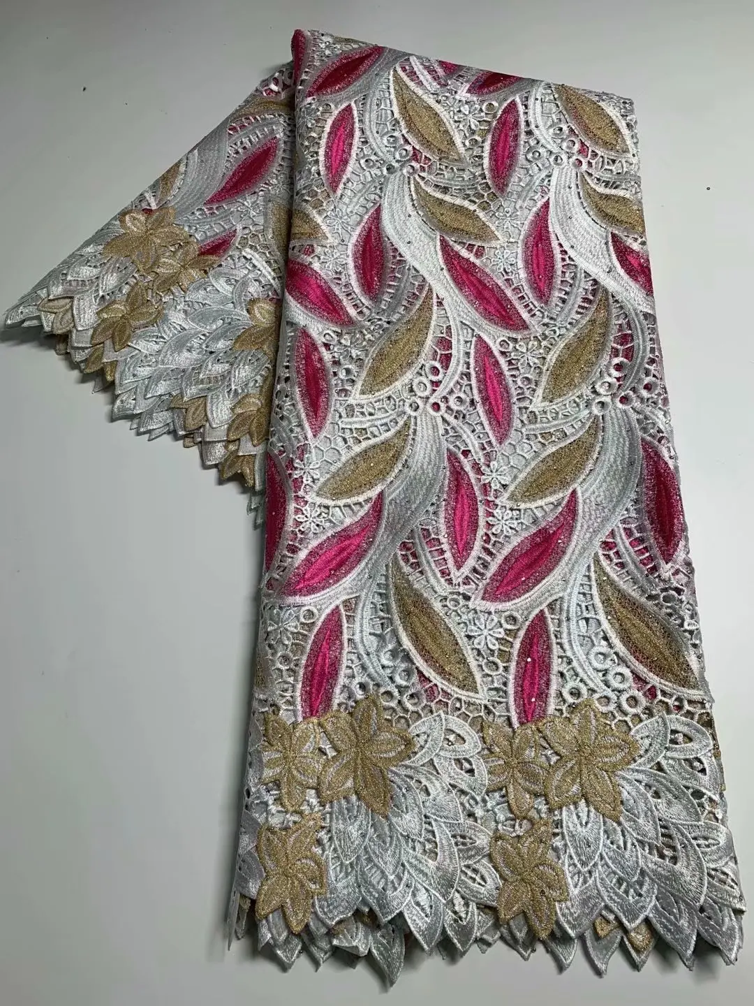 

TG22 Free shipping African guipure lace fabric,high quality embroidered water soluble cord lace for lady dress!