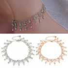 Стильные пляжные браслеты с кисточками, стразы, Хрустальная цепочка для ног, очаровательные сандалии бохо, женские сексуальные браслеты, ювелирные изделия