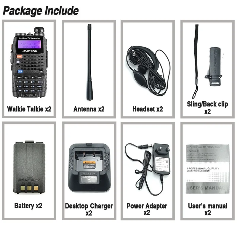 2 шт. Baofeng UV 5RC иди и болтай Walkie Talkie двухдиапазонный УКВ Охота радио CB Ham Радио