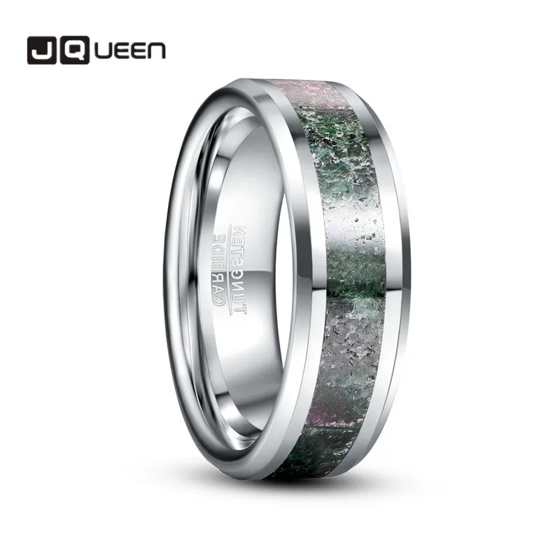 

JQUEEN AAA Quality Men's 8MM Black and Red Tungsten Carbide Ring Matte Finish Beveled Edges Size 7 To 12