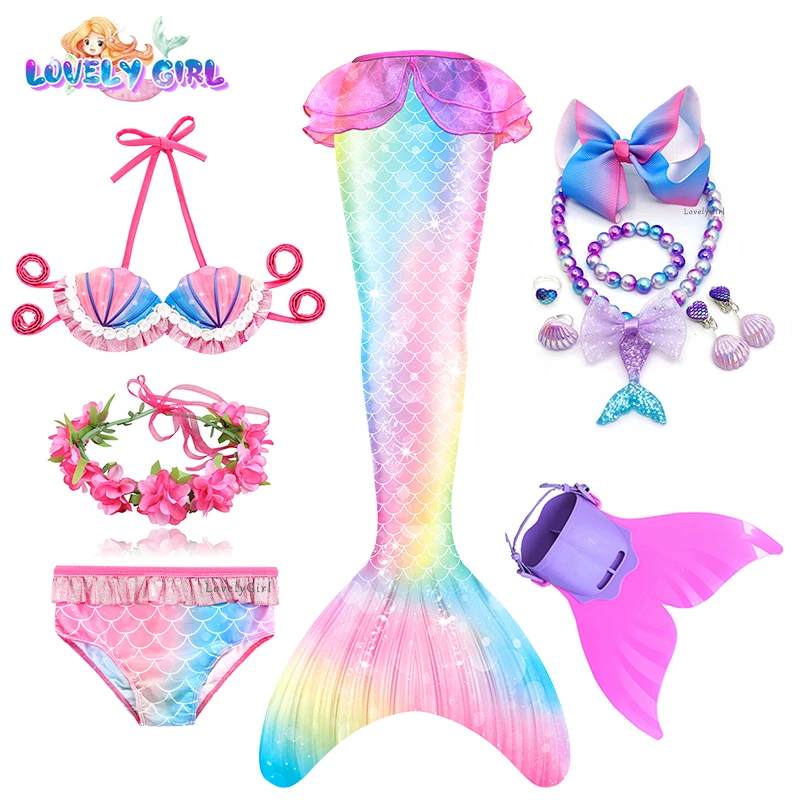 

LovelyGirl Mermaid Tail Girls Mermaid Costume Cosplay Dress Kids Mermaid Bikini Swimsuit Monofin Among Costumes Birthday Gift