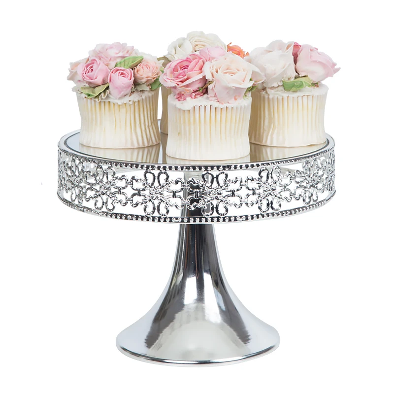 European-Style Mirror Metal Cake Stand Fruit Plate Dessert Plate Cosmetics Jewelry Storage Rack