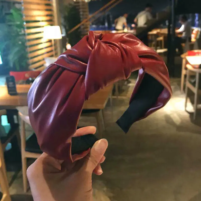 Новая искусственная кожа зеленая повязка на голову женская широкая сторона