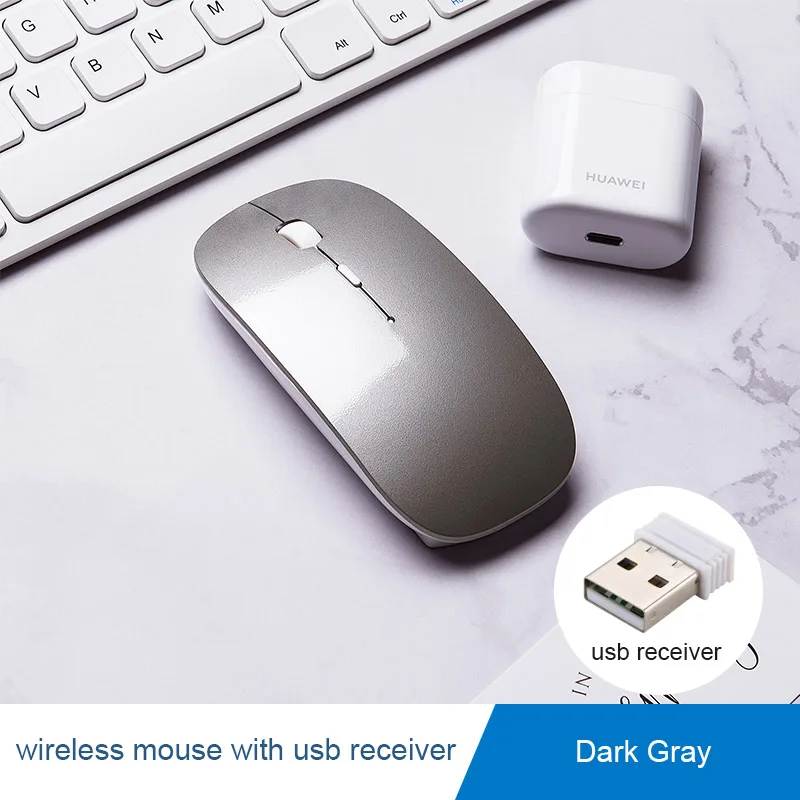 Wireless Dark grey Bluetooth мышь для xiaomi huawei Бесшумная беспроводная мышь перезаряжаемая компьютерная эргономичная мышь для Macbook air/pro mause pc - Цвет: Wireless Dark grey