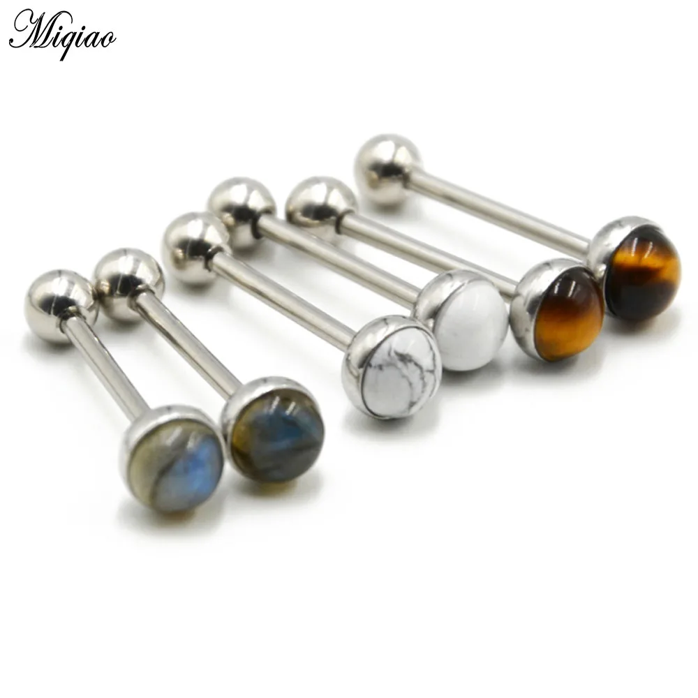 

Miqiao 1pcs Piercing Tongue Decoration G23 Titanium Ball Straight Tongue Nail Stainless Steel Barbell Tongue Ring