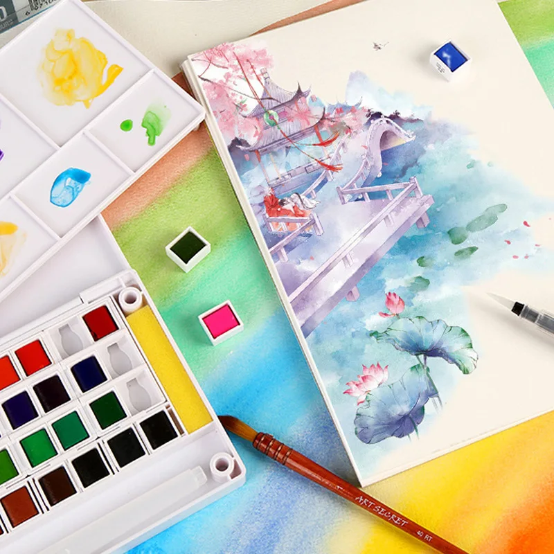 Однотонная Акварельная краска в коробке 48 цветов фотофонтан для начинающих