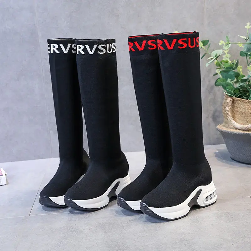 

Over-the-knee boots women's high-elastic socks long sleeves show thin 2020 autumn new high stockings boots.