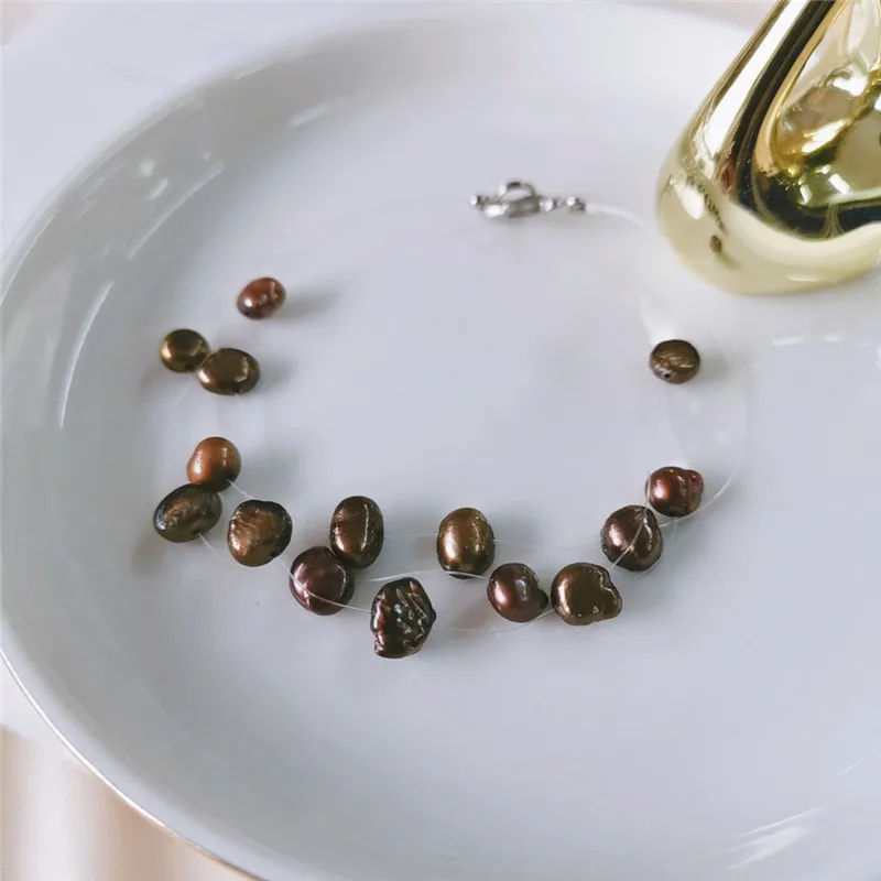 Многослойный жемчужный браслет DAIMI в стиле барокко белый/розовый/черный/кофейный