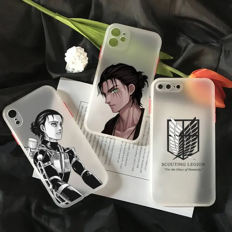 

Luxury Attacking Giant Phone Bumper Transparent Matte PC Back Phone Case For Iphone 11 12 Pro Max 7 8 Plus X Xs Max XR Fundas