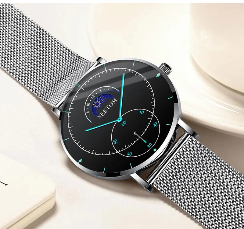 NEKTOM новые часы роскошные часы Reloj Hombre мужские часы водонепроницаемые часы с хронографом светящиеся мужские часы Saat Montre