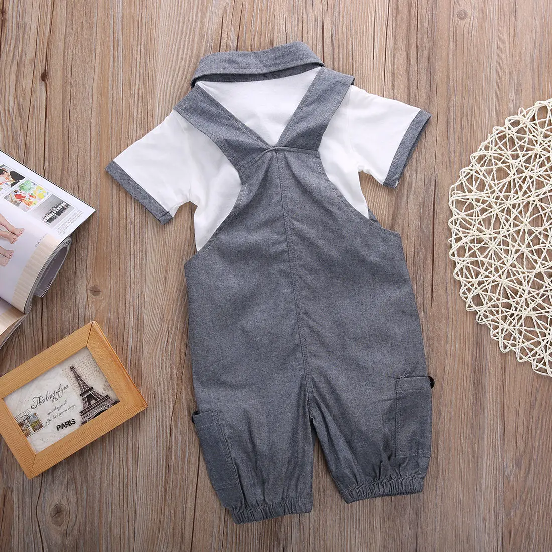 Ropa de caballero para beb&eacute; reci&eacute;n nacido, camisa, Tops, pantalones, conjunto de trajes de 0 a 18M, verano 2020-3