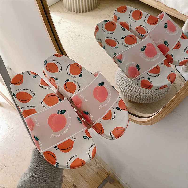 

Summer Slippers Women Slides Women Shoes Cartoon Fruit Strawberry Pineapple Peach Girl Flip Flops Slide Sandals Beach Slides