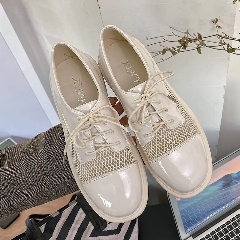 

Fashion New Women's Single Shoes Solid Color All-match Comfortable Breathable Lace-up Trendy Outer Wear Women's Flat Shoes 2021