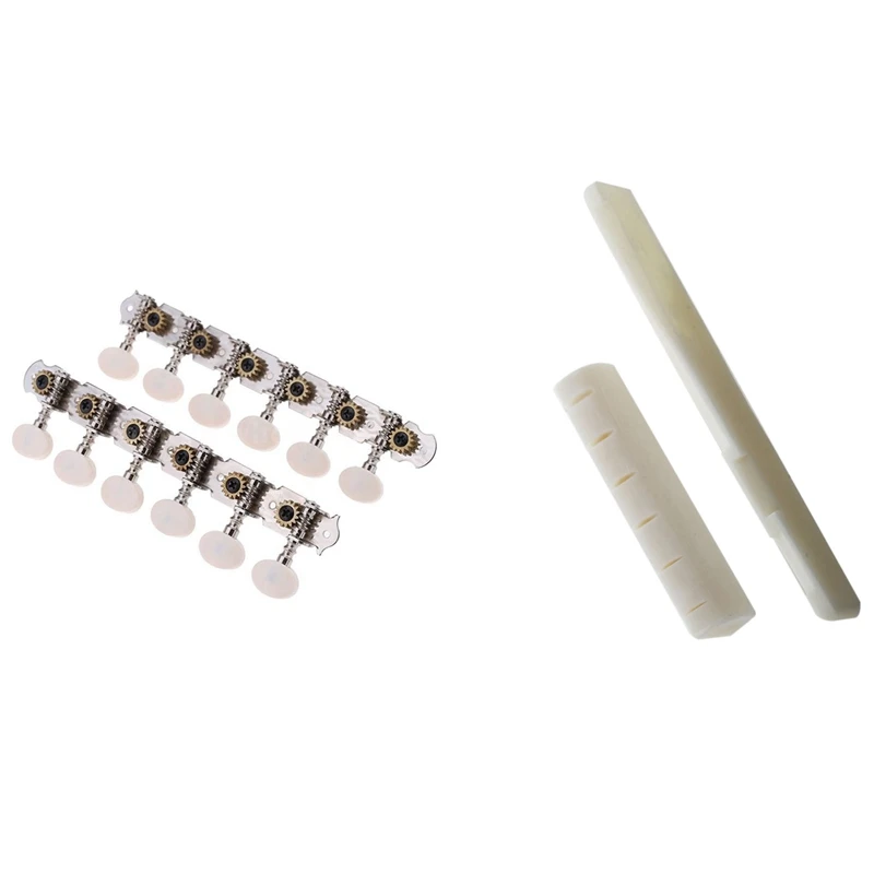 

2 x Guitar Strings Pillow Bone Bridge with ​6R+6L 12 String Acoustic Guitar Tuning Key Peg Machine Head String Tuner