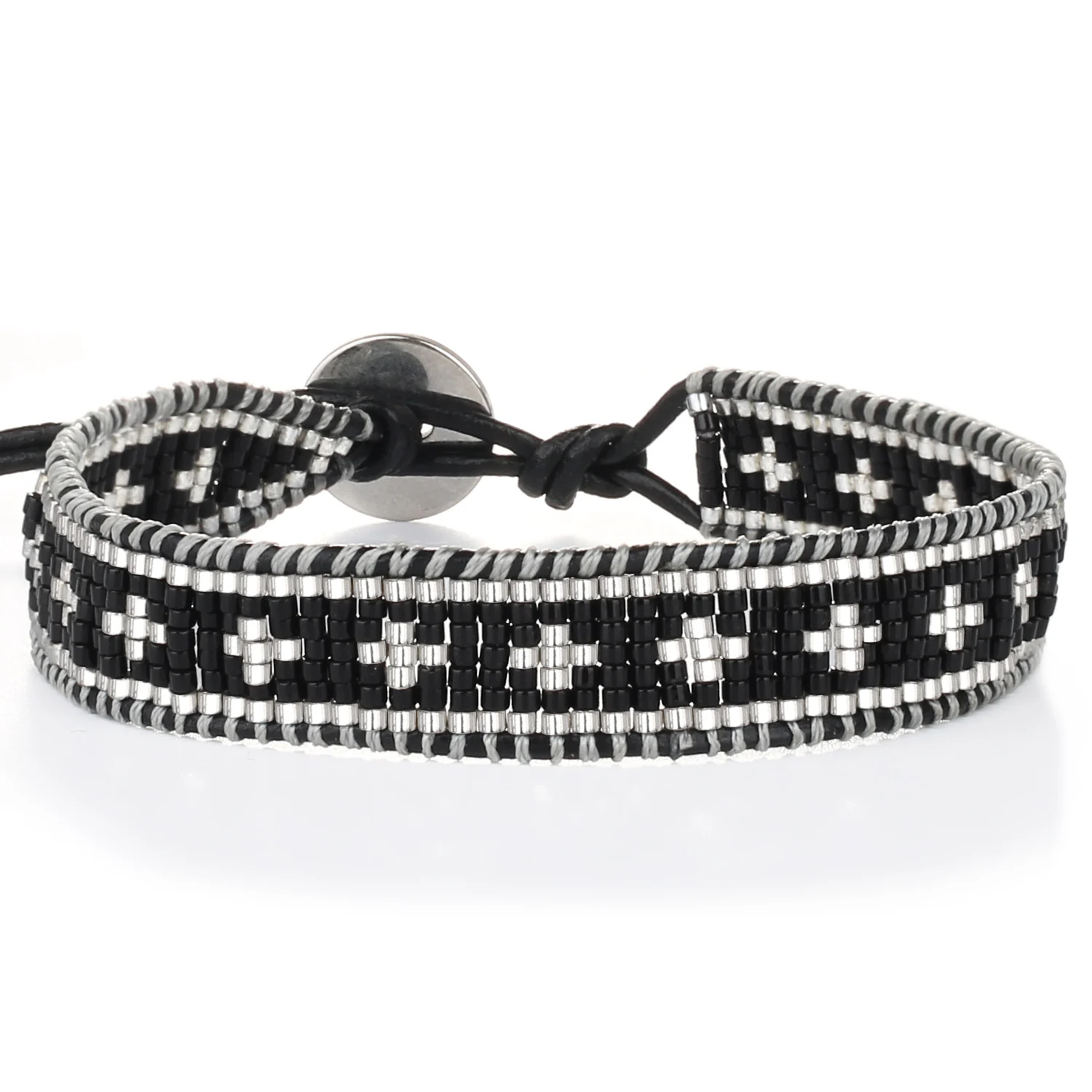 

KELITCH Miyuki Beaded Bracelet on Leather Rope Wrap Bangles For Women Men Seed Cuff Bijoux Handmade Couple Pendants