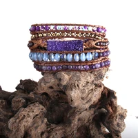rh fashion women armbander mixed beaded natural stones crystal druzy charm 5 strands wrap bracelets dropship