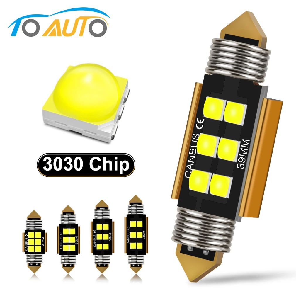 Лампа Canbus C5W C10W Festoon светодиодный 31 мм 36 39 41 3030 фишек белый лед синий автомобильные