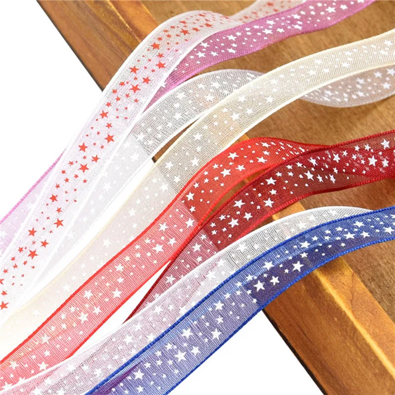 10 м/рулон мм многоцветный принт со звездой ленты DIY Поделки подарки упаковка