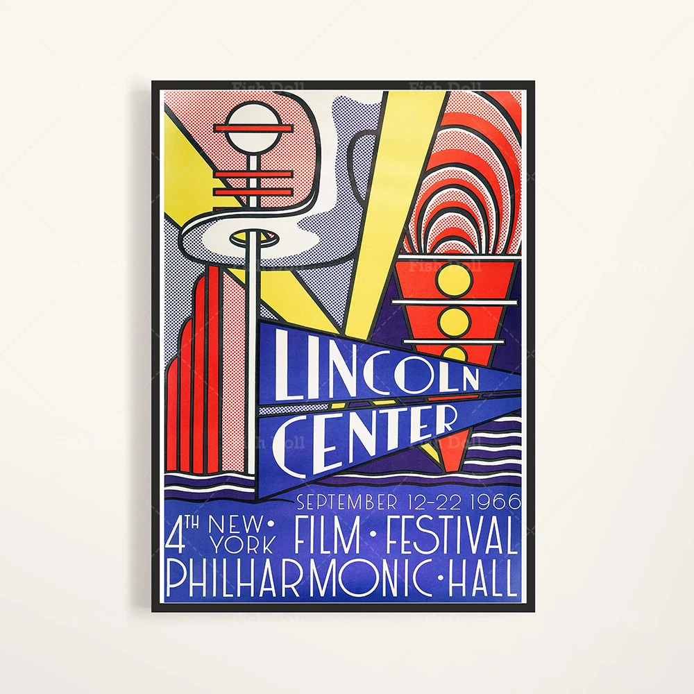Художественная картина на холсте для домашнего декора "Линкольн-центр. Постер выставки Роя Лихтенштейна". Цифровая загрузка.