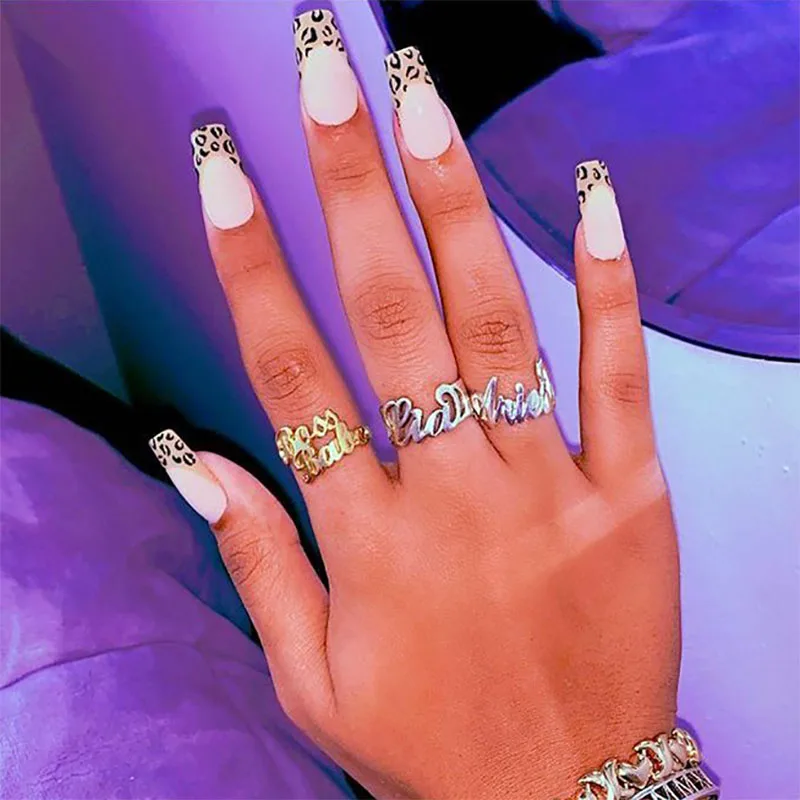 

Personalized Adjustable Double Name Rings For Women Stainless Steel Custom Name Couple Ring Boho Jewelry Gift Anillos 2021 BFF