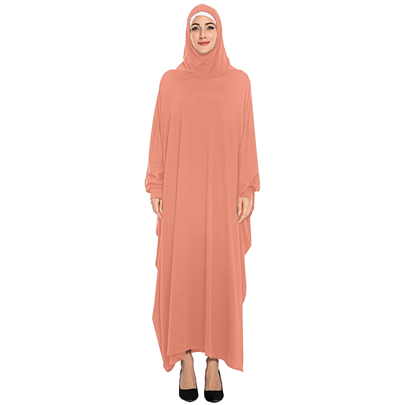 pink abaya Siskakia, надземные Абая, большой размер, рукав "летучая мышь", мусульманский химар, однотонный, плюс размер, джилбаб, элегантные халаты для женщин, арабский, Новинка - Цвет: pink abaya