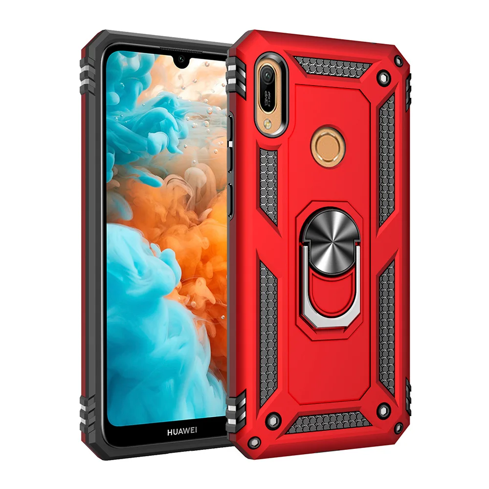 

Противоударный чехол для Huawei Y6 Prime Y 6 2019 роскошный прочный армированный военный защитный магнитный автомобильный держатель чехол для телеф...