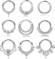 1pcs 16g septum clicker rings hinged segment nose rings cartilage tragus hoop helix daith earrings nose piercing jewelry 10mm