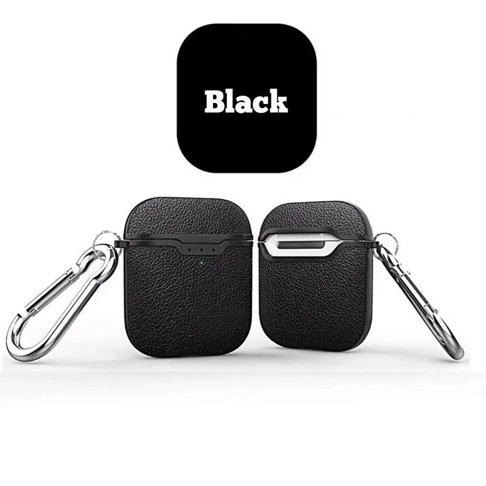 Black McGeSin Наушники кожаный чехол для Apple Airpods беспроводные наушники защитный чехол для Airpod аксессуары i12 i10 TWS наушники - Цвет: Black