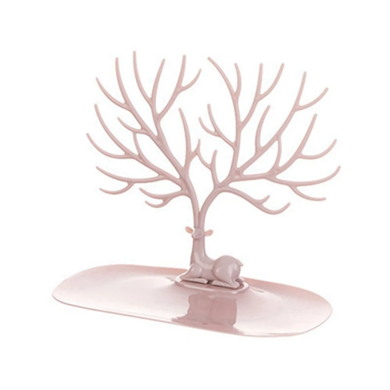 

2PCS Jewelry Tray Women's Dressing Table Fine Leaf with Jewelry Rack Storage Rack Display Rack Light Pink