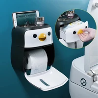 wall mounted toilet paper holder penguin shape roll paper storage box punch free tissue boxes napkin rack bathroom accessories