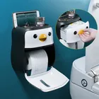 Настенный держатель для туалетной бумаги в форме пингвина, коробка для хранения рулонной бумаги, без перфорации, аксессуары для ванной комнаты