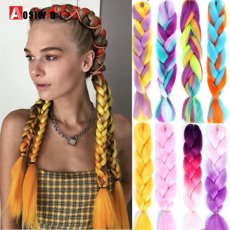 

AOSI 24 дюйма, Длинные Синтетические волосы для наращивания, для женщин