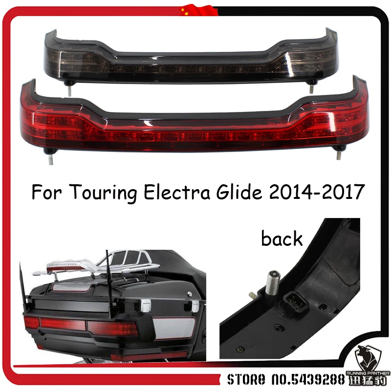 

Smoke/Red Motorcycle King Tour-Pak LED Brake Turn Signal Light Lamp Taillight case for Harley Touring Electra Glide 2014-2017