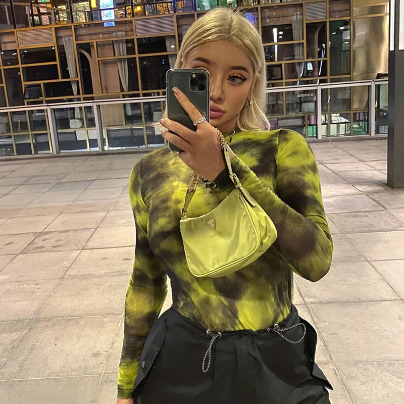 Футболка с длинным рукавом двойная зеленая Сетчатая футболка неограниченной