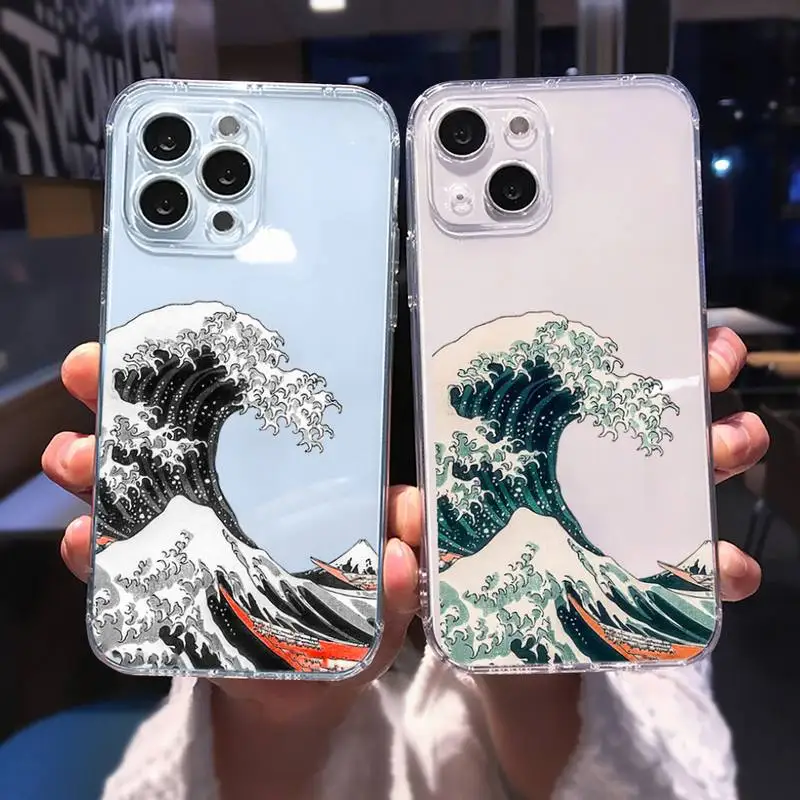 

Ukiyoe sea wave water Splash Phone Case for iphone 13 12 11 pro max mini 6 6s 7 8 plus SE2020 X XR XS shell transparent case