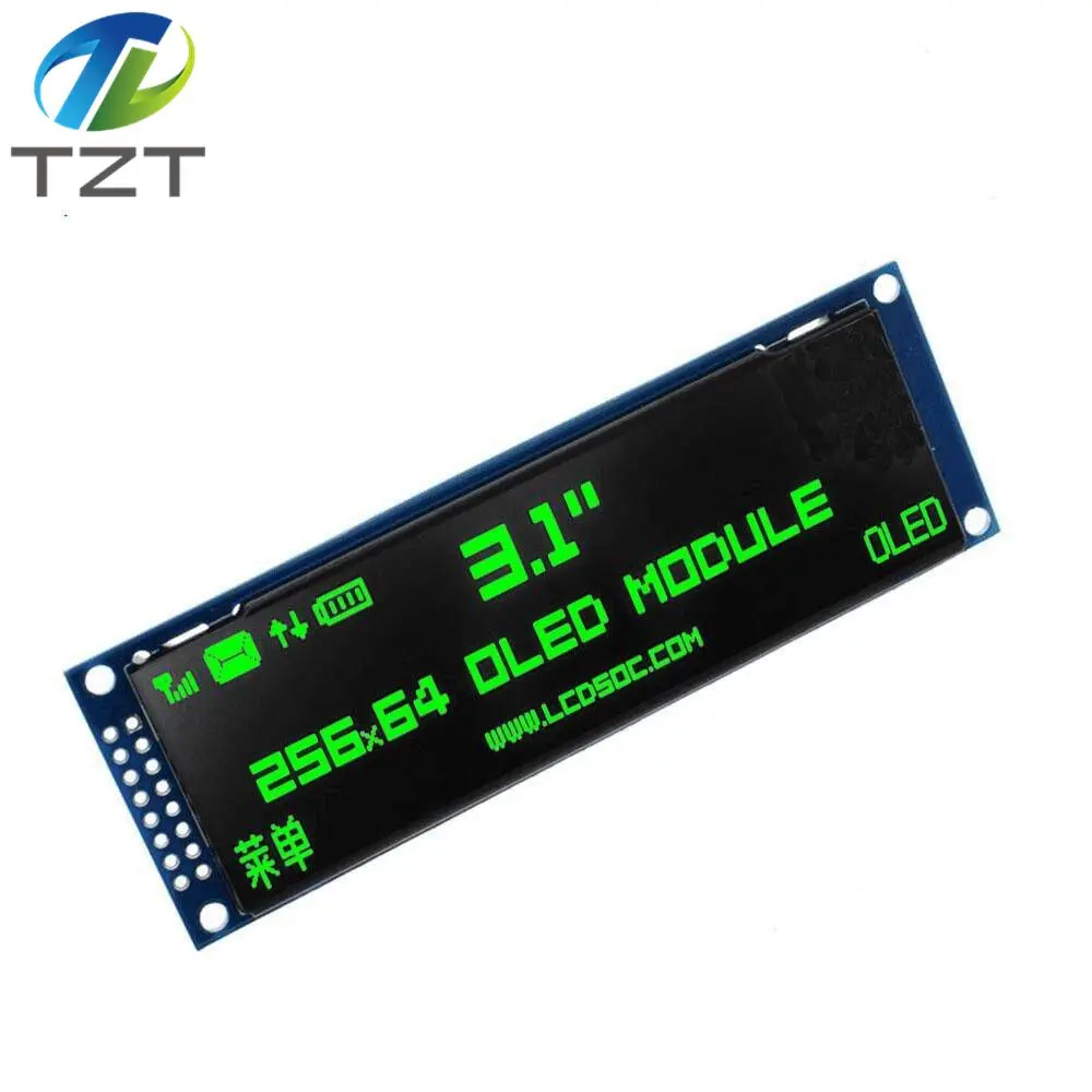TZT настоящий OLED дисплей 3,1" 256*64 25664 точек Графический ЖК-модуль экран LCM экран SSD1322 контроллер Поддержка SPI - Цвет: Зеленый