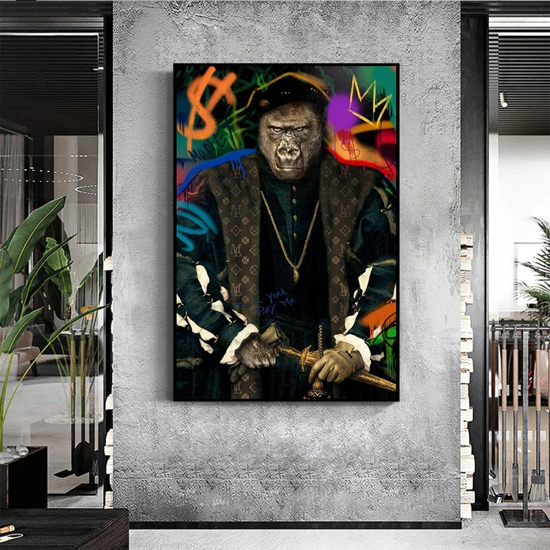 

Creative Graffiti Orangutan Figure Painting on Canvas Print Wall Art Posters for Living Room Home Decor Pictures Unframed Mural