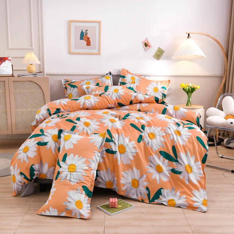 

4 Pieces Bedding Set Microfiber,Skin-Friendly,High Quality,Queen,Twin,Full Size,1 Duvet Cover,2 Pillow Shams And 1 Bed Sheet