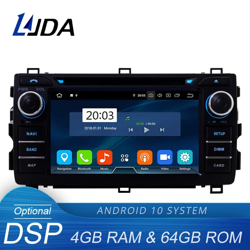 Автомобильный DVD плеер LJDA Android 10 0 для Toyota AURIS 2013 2014 2015 мультимедийный GPS навигатор 2