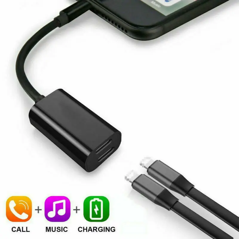 Двойной адаптер 2 в 1 для наушников и зарядного устройства Apple iPhone 7 8 X XR XS 11 Pro