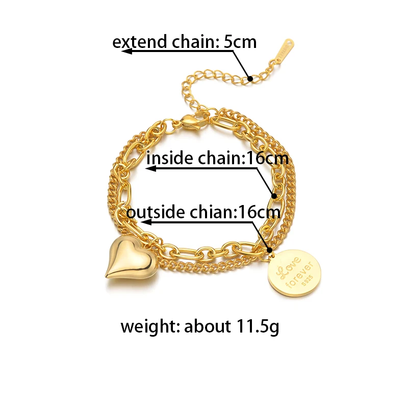 

Auxauxme New Mulitlayer Love Forever Heart Bracelet Gold Color S925 For Women Party Anniversary Jewelry Gifts Dropshipping