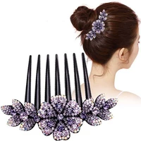 women fashion full diamond clip crystal hair comb hair pins slide flower hair accessories bridal