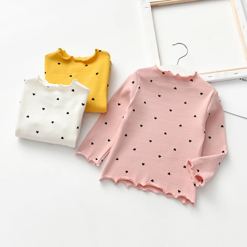 Новая зимняя футболка для маленьких девочек Милая с длинными рукавами и круглым